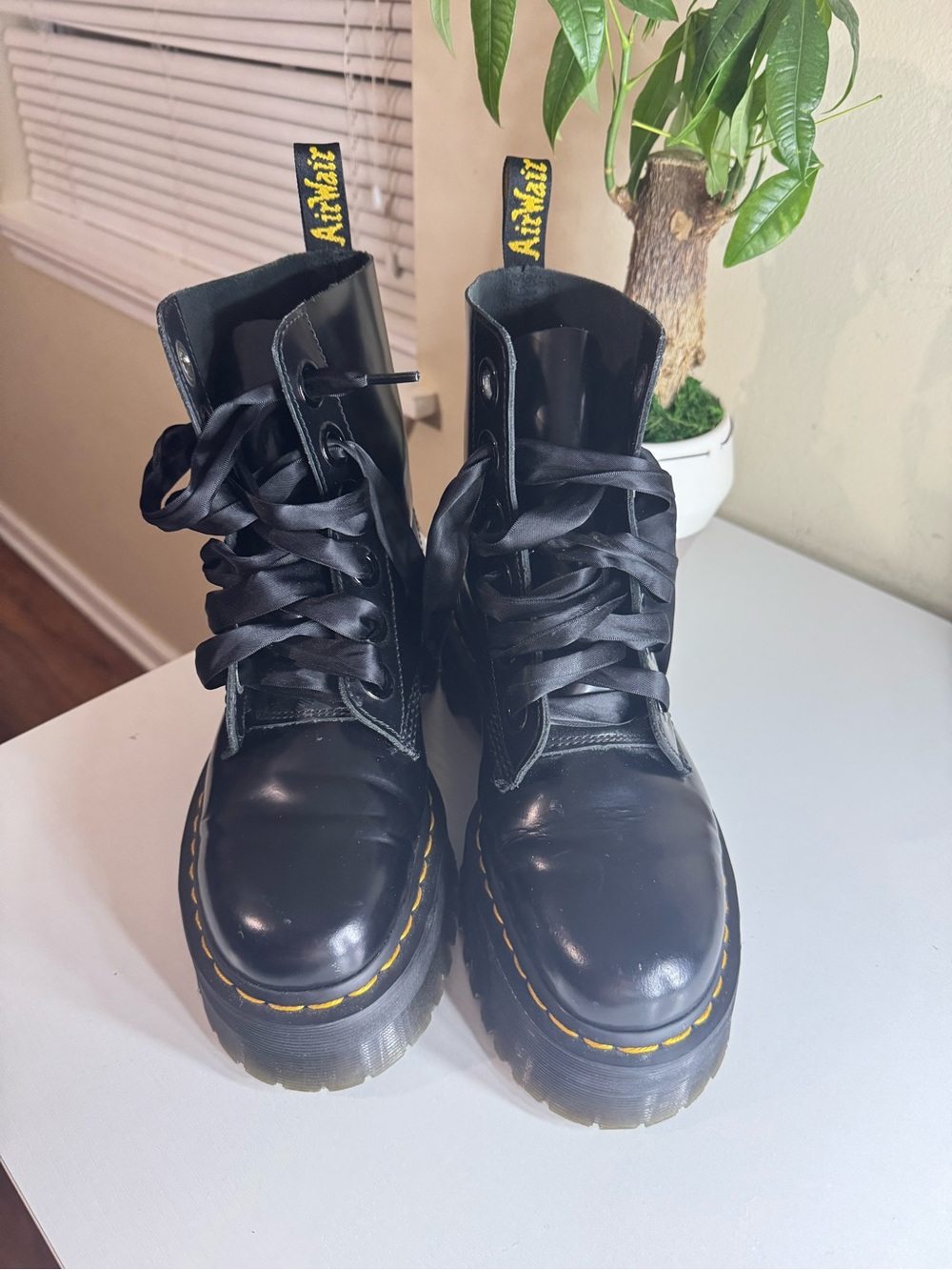 Dr. Martens Black Leather Platform Molly Boots